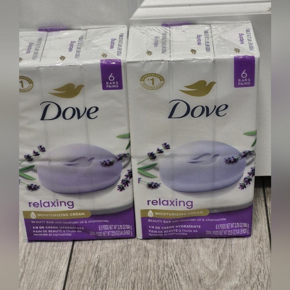 Lot Of 12 Dove Relaxing Beauty Bar with Lavender and Chamomile. 12 Bars X 106gr